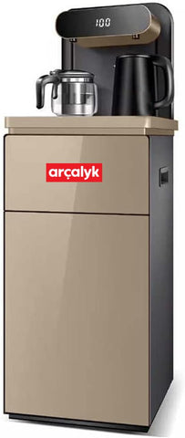 Arcalyk - Smart Stainless Steel Water Dispenser with Glass & Heat Kettle and Dual Outlets - Fast Boil, Large Display, Touch Panel Control, Heat Preservation & Remote Control