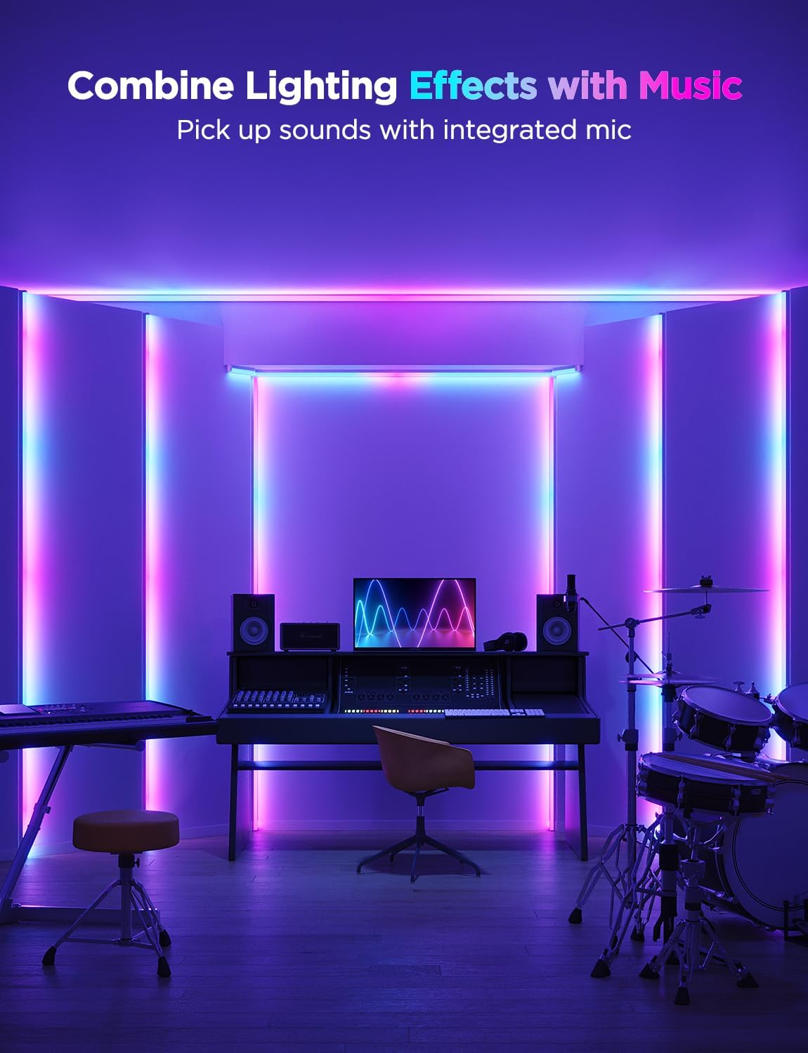 Govee RGBIC LED Strip Lights with Covers, Smart Lights Work with Alexa and Google Assistant, LED Diffuser Channel with LED Lights for Bedroom - 32.8ft