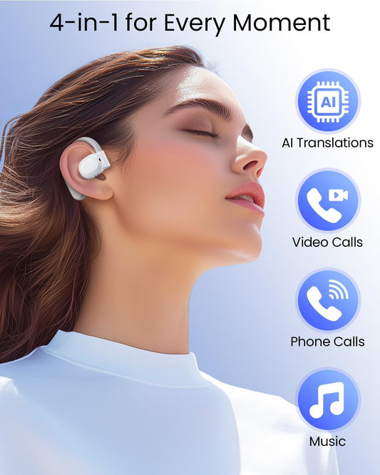 AI Translation Earbuds Real Time 164 Languages 80H Playtime Translator Ear Buds Wireless Earphones Bluetooth Headphones White