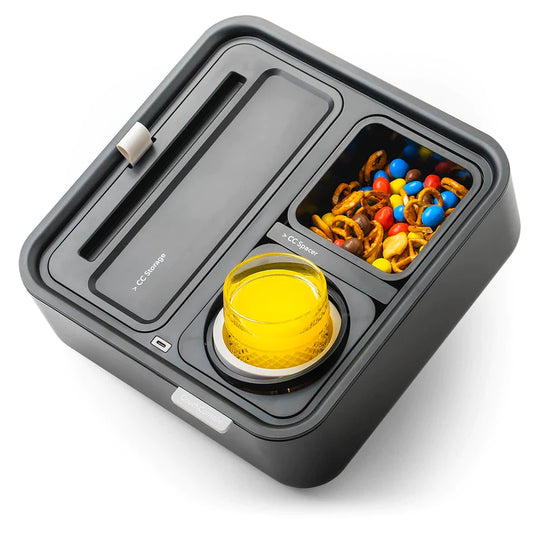 CouchConsole Original Cup Holder Tray - Drinks & Snacks Sofa Caddy with Armrest, Table with Phone Stand