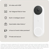 Google Nest Doorbell (Wired, 3rd Gen) - 2K Video And Gemini, Live View, Night Vision, 2-Way Audio - Works With Google Home - Snow