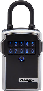 Master Lock Silver and Black Lock Box with Digital Keypad Code, Electronic Portable Key Safe Connects to Bluetooth Via iOS/Android App, 3-1/4 in. Wide, 5440EC