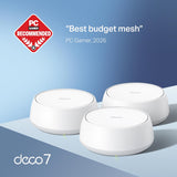TP-Link Deco 7 BE25 Dual-Band BE5000 WiFi 7 Mesh Wi-Fi System | 4-Stream 5 Gbps, 240 Mhz | Covers up to 6,600 Sq.Ft | 2X 2.5G Ports Wired Backhaul | VPN,MLO, AI-Roaming, HomeShield, 3-Pack