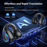 AI Translation Earbuds Real Time 144 Languages Translator Ear Buds Wireless Clip On Earbuds Bluetooth Headphones for Travel Business Meeting