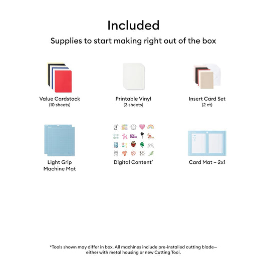 Cricut Explore 5 Essential Bundle + Digital Content, Taupe - Precise Cutting Machine - Works with 100+ Materials - Sleek, Simplified Design - Includes Supplies for 65 Projects + Bonus Digital Content