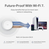 TP-Link Deco 7 BE25 Dual-Band BE5000 WiFi 7 Mesh Wi-Fi System | 4-Stream 5 Gbps, 240 Mhz | Covers up to 6,600 Sq.Ft | 2X 2.5G Ports Wired Backhaul | VPN,MLO, AI-Roaming, HomeShield, 3-Pack