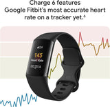 Fitbit Charge 6 Fitness Tracker with Google Apps - Heart Rate on Exercise Equipment - 3-Month Google Health Premium Membership Included - Health Tools - Porcelain/Silver - Small&Large Bands Included