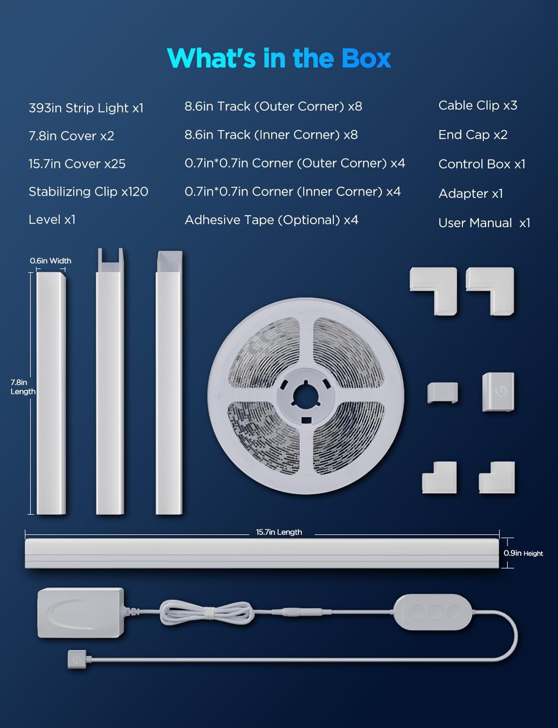 Govee RGBIC LED Strip Lights with Covers, Smart Lights Work with Alexa and Google Assistant, LED Diffuser Channel with LED Lights for Bedroom - 32.8ft