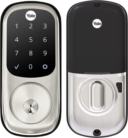 Yale Satin Nickel Assure Lock with Wi-Fi Connected Touchscreen, Smart Entry Door Lock with Digital Electronic Keypad and Back Up Key, ‎YRD226-CBA-619