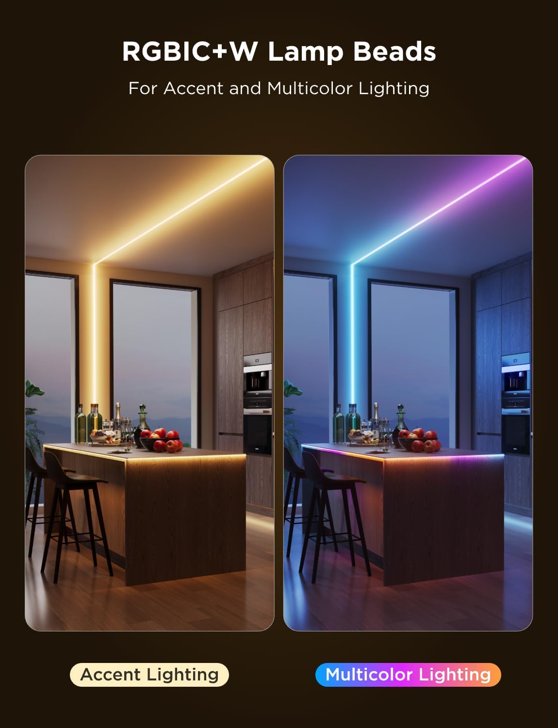 Govee COB LED Strip Light Pro, LED Lights for Bedroom Compatible with Alexa, Google Assistant and Matter, RGBICW Light with Warm White, Smart Strip Light, Color Changing