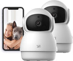 YI Pan-Tilt Dome Security Camera, 360 Degree 2.4G Smart Indoor Pet Dog Cat Cam with Night Vision, 2-Way Audio, Motion Detection, Phone APP, Compatible with Alexa and Google Assistant - Pack of 2