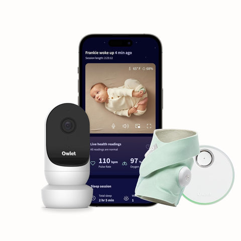 Owlet® Dream Duo Smart Baby Monitor: FDA-Cleared Dream Sock® Plus Owlet Cam 2- Tracks &amp; Notifies for Pulse Rate &amp; Oxygen While Viewing Baby in 1080p HD WiFi Video - Gen 2 Mint