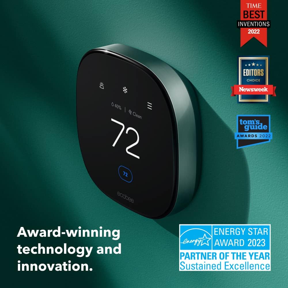 ecobee New Smart Thermostat Premium with Smart Sensor and Air Quality Monitor with two sensors