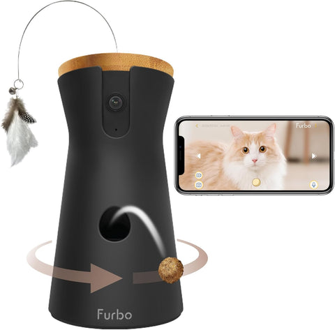 Furbo 360° Cat Camera: Pet Monitor w/App, Rotating 360° View, Colour Night Vision, Auto-Tracking, Treat-toss, Meowing Alert. Loved by millions of pet parents worldwide