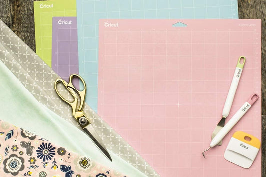 Cricut FabricGrip Adhesive Cutting Mat 12" x 12", High Density Fabric Craft Cutting Mat (Pack of 3)