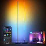 Govee RGBIC Floor Lamp 2-Pack, LED Lamp Compatible with Alexa, Smart Standing Lamp with Voice Control, Color Changing Bedside Lamp, Floor Lamp for Bedroom, Black