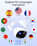 AI Translation Earbuds Real Time 164 Languages 80H Playtime Translator Ear Buds Wireless Earphones Bluetooth Headphones White