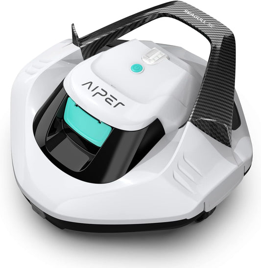 AIPER Seagull SE Cordless Robotic Pool Cleaner, Pool Vacuum Lasts 90 Mins, LED Indicator, Self-Parking, Ideal for Above/In-Ground Pools up to 33 Feet - White