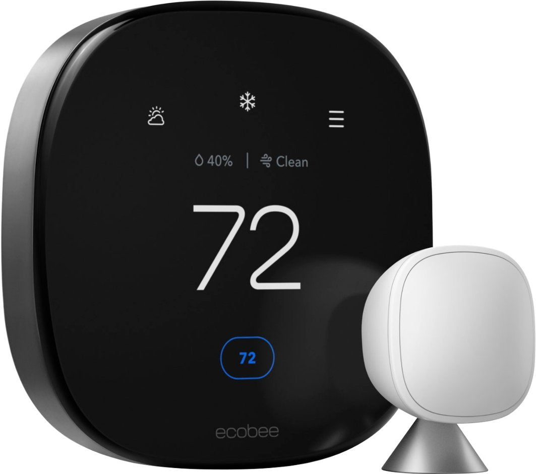 Ecobee Smart Thermostat Premium with Smart Sensor and Air Quality Monitor, Programmable Wifi Thermostat, Works with Siri, Alexa, Google Assistant, Black | EB-STATE6-01