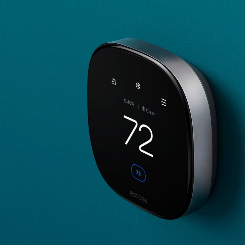Ecobee Smart Thermostat Premium with Smart Sensor and Air Quality Monitor, Programmable Wifi Thermostat, Works with Siri, Alexa, Google Assistant, Black | EB-STATE6-01