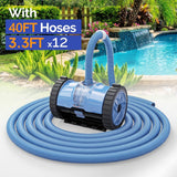 VINGLI Automatic Suction-Side Pool Vacuum Cleaner, Powerful Wall-Climbing Sweeper for Inground Pools, Includes 39.6ft Tangle-Free Hose