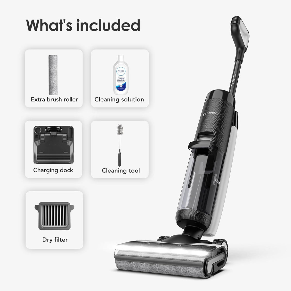 Tineco Floor ONE S7 PRO Cordless Wet Dry Vacuum Cleaner, Smart Floor Cleaner Mop for Hard Floors, Long Run Time, Dual-Sided Edge Cleaning, Self-Cleaning, Centrifugal Drying Process