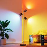 Govee Tree Floor Lamp Compatible with Matter, 3 Rotatable Lights with LuminBlend Technology, Standing Lamp with 64 Dynamic Scenes, Music Sync, Ideal Floor Lamp for Living Room