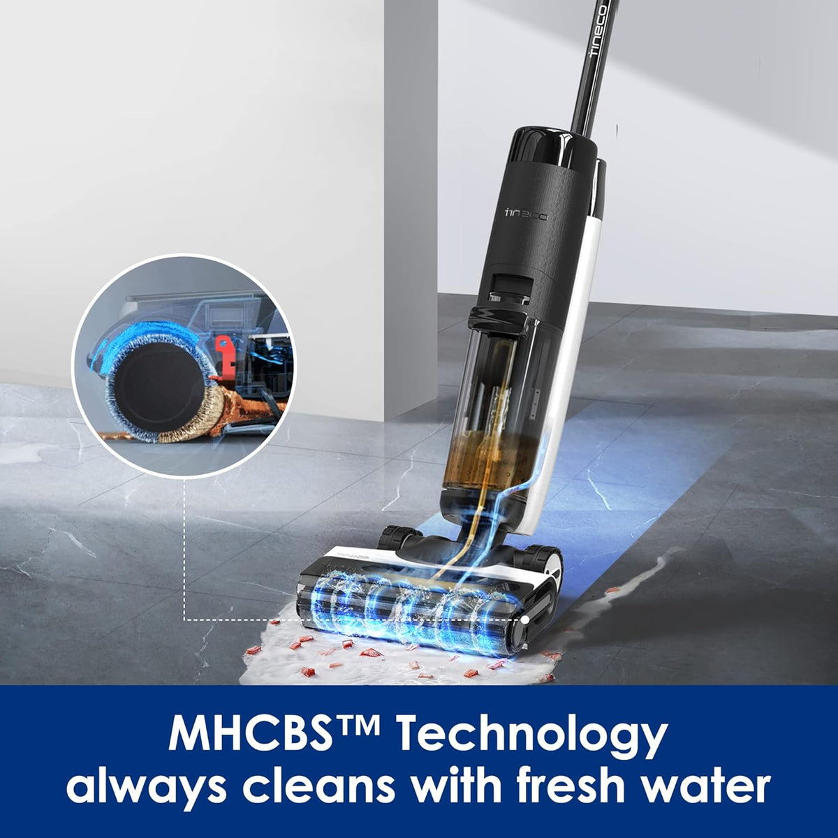 Tineco Floor ONE S7 PRO Cordless Wet Dry Vacuum Cleaner, Smart Floor Cleaner Mop for Hard Floors, Long Run Time, Dual-Sided Edge Cleaning, Self-Cleaning, Centrifugal Drying Process