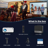 FANGOR 1080P HD Projector, WiFi Bluetooth Projectors, Max 230” Theater Video Movie Proyector With Tripod, Compatible with HDMI, USB, Laptop, iOS & Android Phone