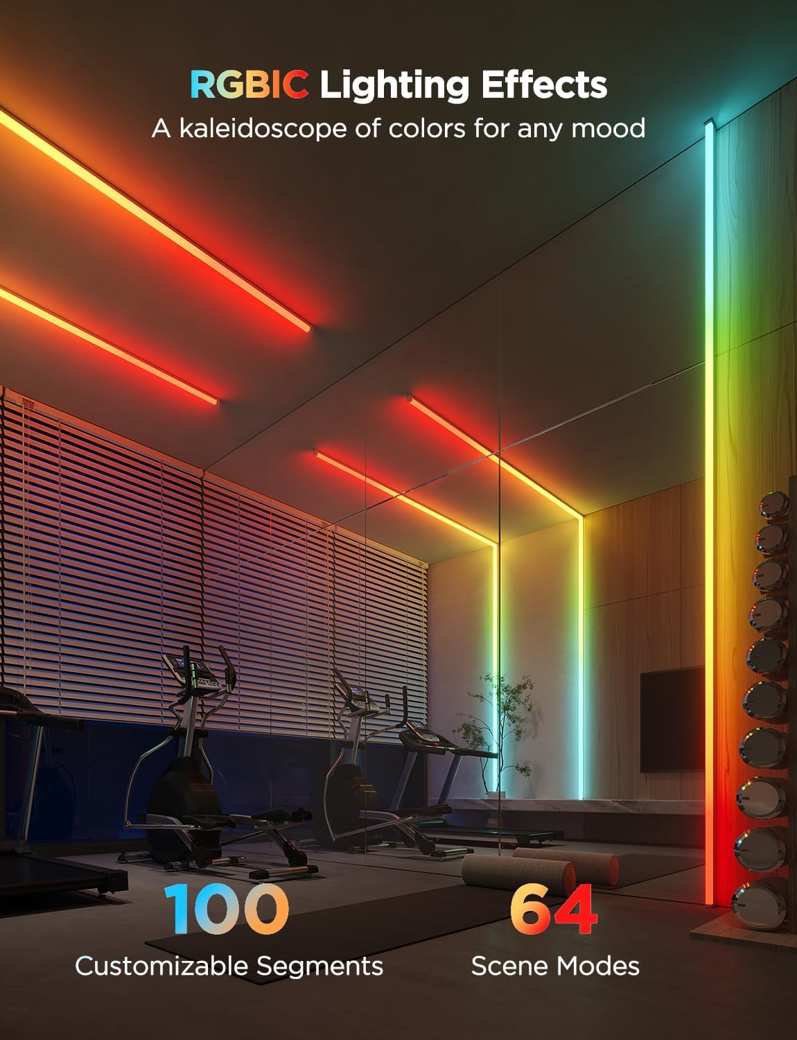 Govee RGBIC LED Strip Lights with Covers, Smart Lights Work with Alexa and Google Assistant, LED Diffuser Channel with LED Lights for Bedroom - 32.8ft