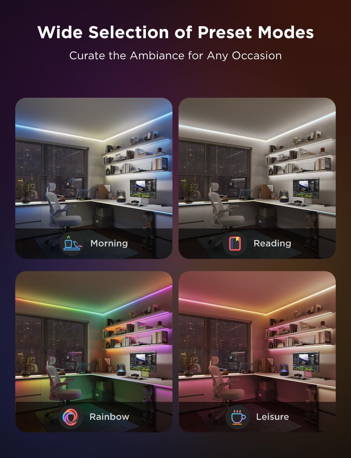 Govee COB LED Strip Light Pro, LED Lights for Bedroom Compatible with Alexa, Google Assistant and Matter, RGBICW Light with Warm White, Smart Strip Light, Color Changing