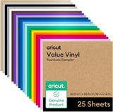 Cricut® Value Permanent Vinyl, 25ft Rainbow Sampler 12in x 12in (25 Count)