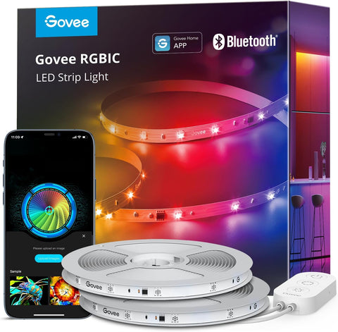 Govee RGBIC LED Strip Lights, 100ft Smart LED Lights for Bedroom, Bluetooth APP Control, Color Changing LED Lights for Bedroom Decor, 2 Rolls of 50ft