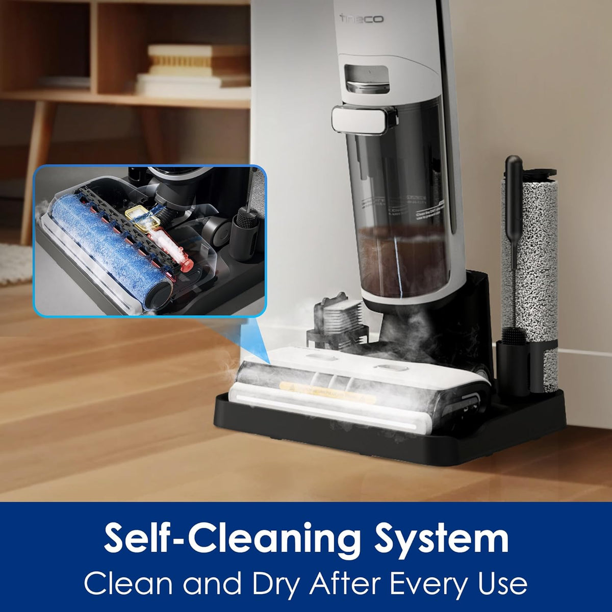 Tineco Floor ONE S7 Steam Cordless Wet Dry Vacuum Steam Mop All-in-One, Floor Washer for Sticky Mess Clean Up on Hard Floors with Digital Display, Self-Cleaning, Edge Cleaning, Safe for Kids & Pets