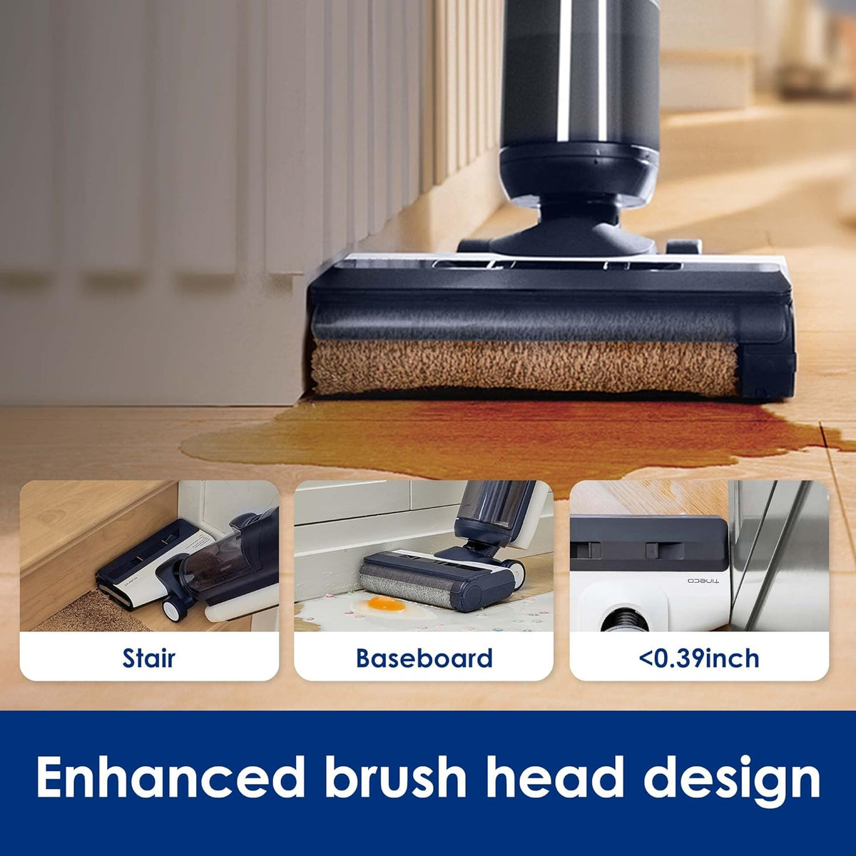 Tineco Floor ONE S5 Smart Cordless Wet Dry Vacuum Cleaner, Great for Sticky Messes and Pet Hair, Space-Saving Design, Blue
