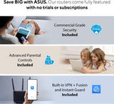 ASUS RT-AX1800S Dual Band WiFi 6 Extendable Router, Subscription-Free Network Security, Parental Control, Built-in VPN, AiMesh Compatible, Gaming & Streaming, Smart Home
