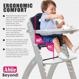 Abiie Beyond Junior Convertible Wooden High Chairs for Babies & Toddlers. 3-in-1 Adjustable High Chair with Removable Tray, Easy to Clean, Portable. 6 Mos.-250 Lb. Misty Grey Wood/Black Pearl Cushion