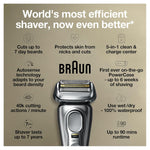 Braun Electric Razor for Men, Waterproof Foil Shaver, Series 9 Pro 9477cc, Wet and Dry Shave, with Portable Charging Case, ProLift Beard Trimmer - Silver