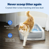 PetSafe ScoopFree Crystal Pro Self Cleaning Litter Box, Automatic Cat Litter Box - Comes with 1 Disposable Crystal Litter Tray (Grey, Uncovered)