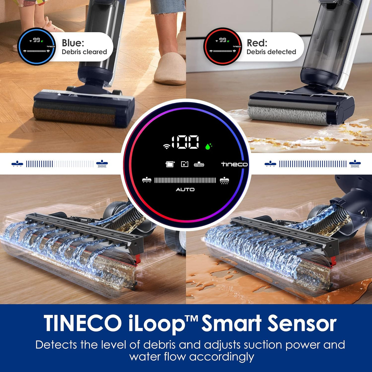 Tineco Floor ONE S5 Smart Cordless Wet Dry Vacuum Cleaner, Great for Sticky Messes and Pet Hair, Space-Saving Design, Blue