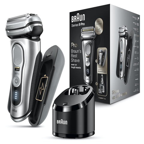 Braun Electric Razor for Men, Series 9 Pro 9477cc, Wet and Dry Shave, with Portable Charging Case, ProLift Beard Trimmer - Silver