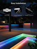 Govee Outdoor LED Strip Lights, 32.8ft Smart Outdoor Lights Work with Alexa and Google Assistant, App Control, IP65 Waterproof, RGBIC LED Lights for Patio, Eave, Holiday Decorations