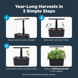 AeroGarden Harvest Lite in Black, Soil-Free Indoor Hydroponic Garden with LED Grow Light for Year-Round Gardening of up to 6 Herbs and Vegetables