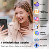 Csasan Ai Translation Earbuds Real Time, Simultaneous Interpretation Translator Earbuds with 6 Translation Modes/164 Languages, No Subscription Translatior Headphones