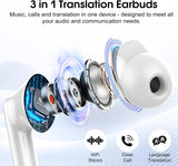 Csasan Ai Translation Earbuds Real Time, Simultaneous Interpretation Translator Earbuds with 6 Translation Modes/164 Languages, No Subscription Translatior Headphones