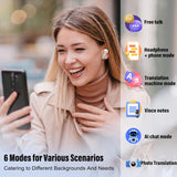 Csasan Ai Translation Earbuds Real Time, Simultaneous Interpretation Translator Earbuds with 6 Translation Modes/164 Languages, No Subscription Translatior Headphones