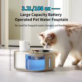 PetPeer Cat Water Fountain for Pets Stainless Steel 3.2L 4-Fold Filtering Function Infrared Sensing Water Output Cat Fountain