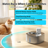 PetPeer Cat Water Fountain for Pets Stainless Steel 3.2L 4-Fold Filtering Function Infrared Sensing Water Output Cat Fountain