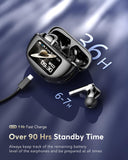 EUQQ AI Language Translation Earbuds, Bluetooth 5.4 Headphones Translator for 144 Languages & Accents, Wireless 36 Hours Wireless Headphones with 4 ANC Mic, IP7 Waterproof Earphones,Black