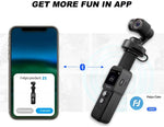 Feiyu Pocket 2S Gimbal Integrated Action Camera Handheld 3-axis Stabilizer 4K Video Record,Split-Designed for Motorcycle Car Pets,Magnetic Alloy Boby with Mic,130° Wide,YouTube TikTok Vlog,App